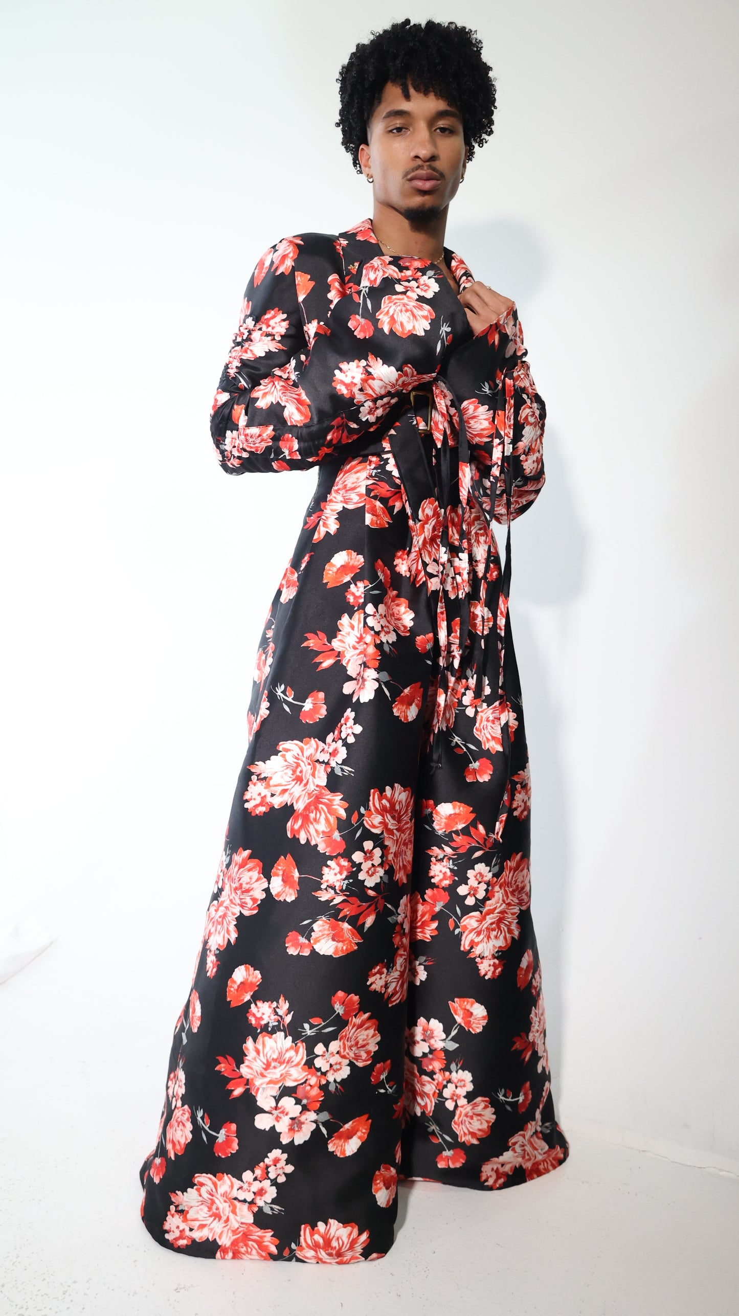 Genteel Red Asymmetrical Floral suit