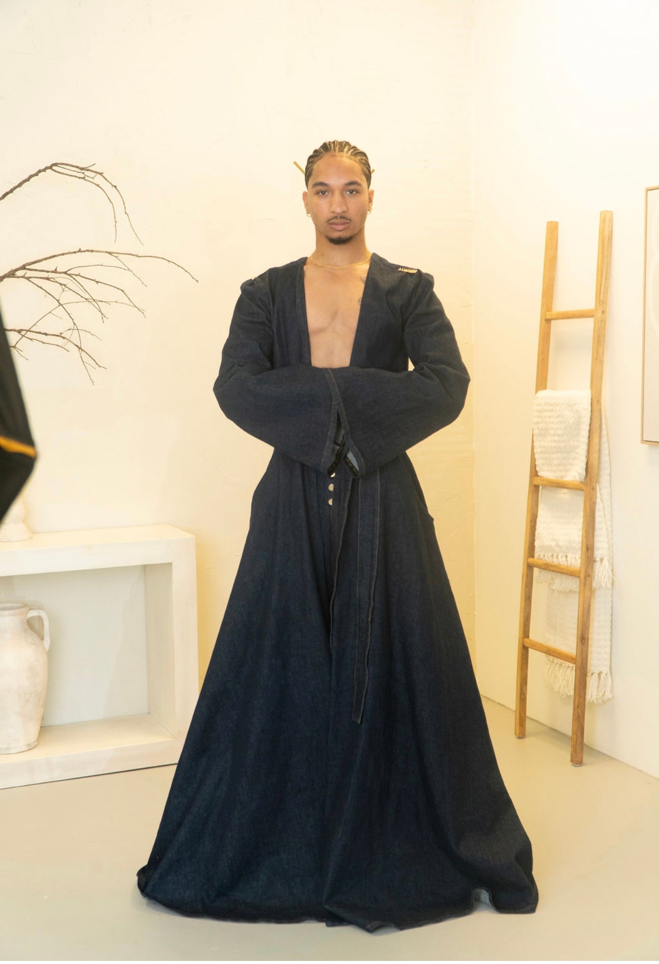 Sapphire Stride Denim Robe