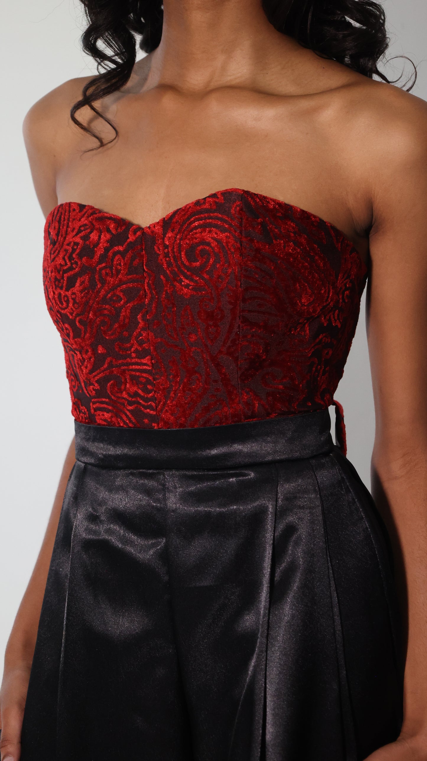 Corset Jumpsuit with black wide legged pant