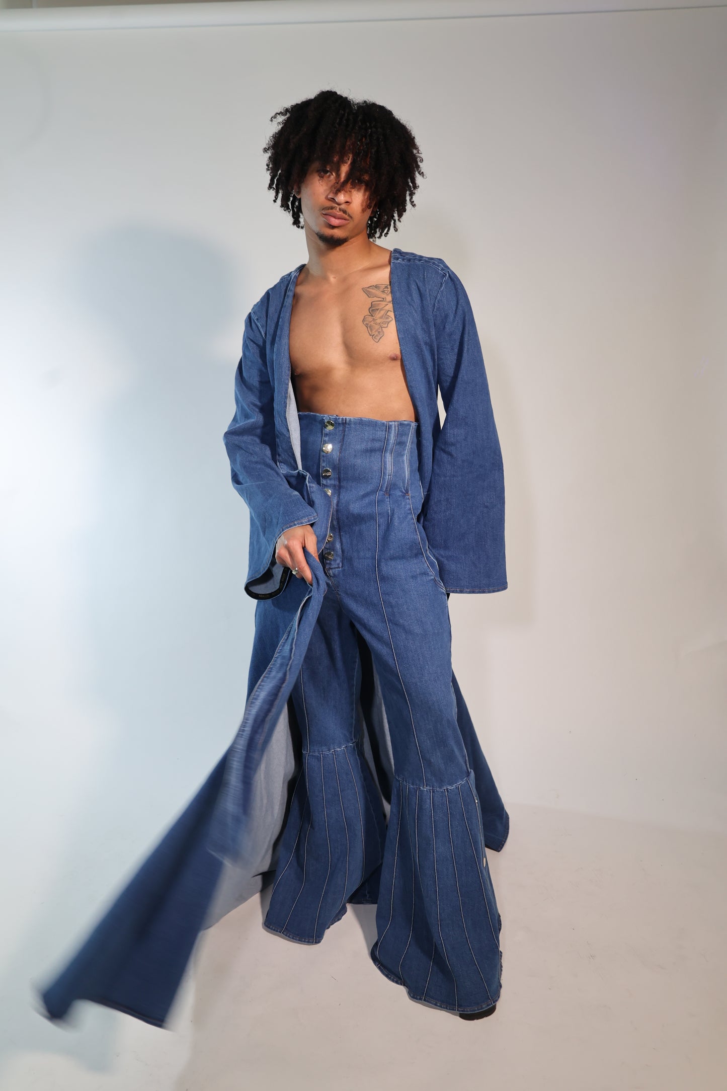 Sapphire Stride Denim Robe