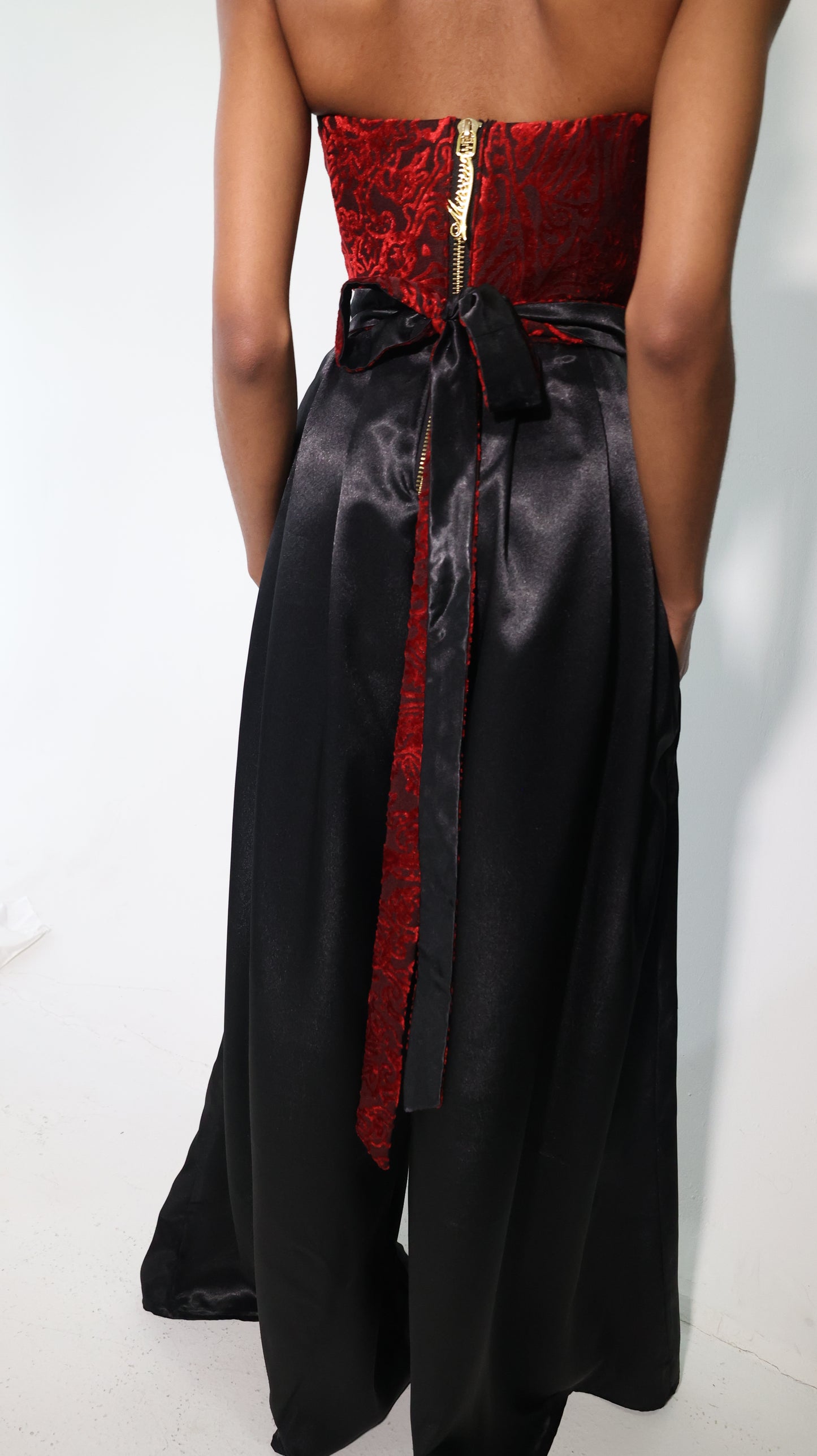 Corset Jumpsuit with black wide legged pant