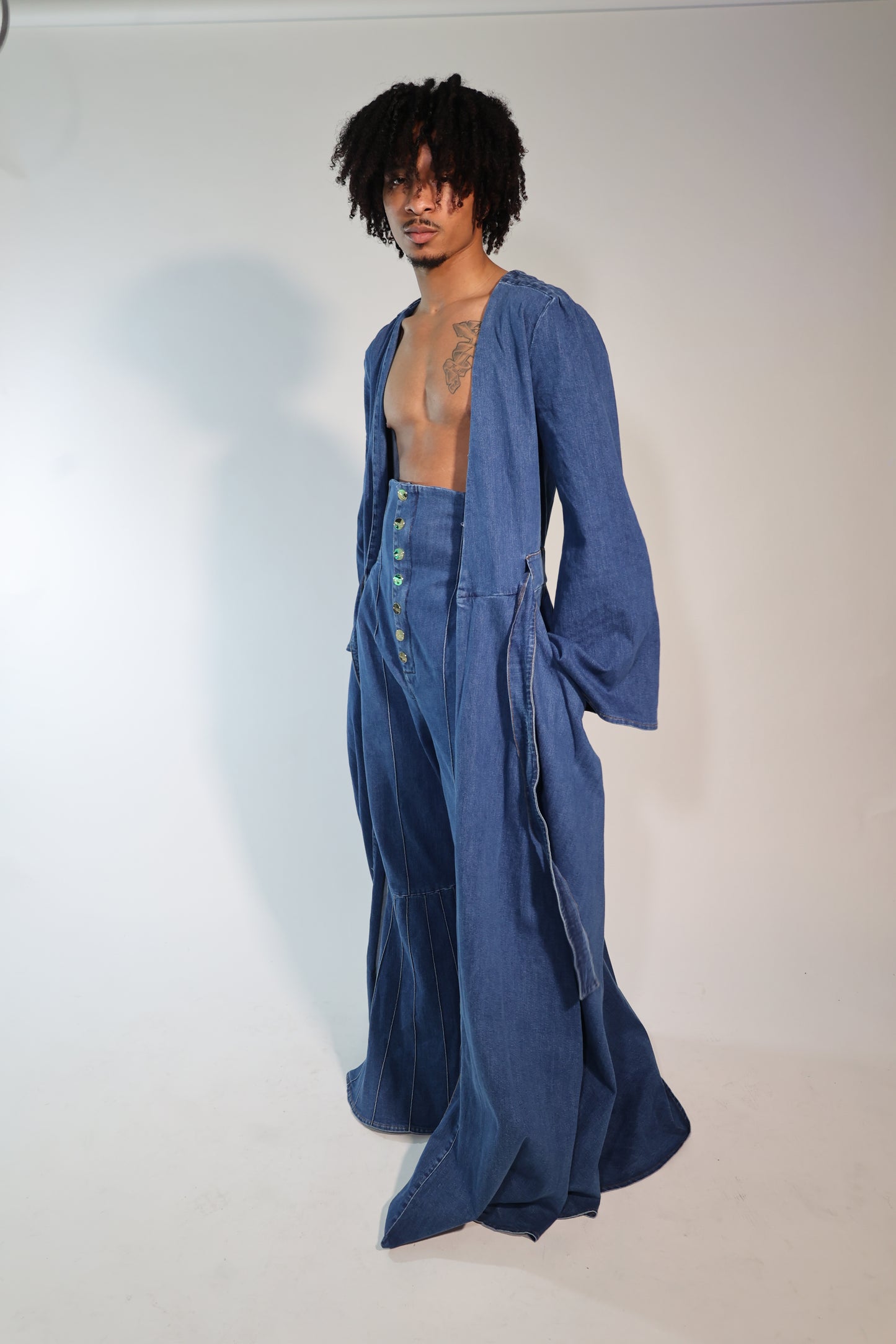 Sapphire Stride Denim Robe