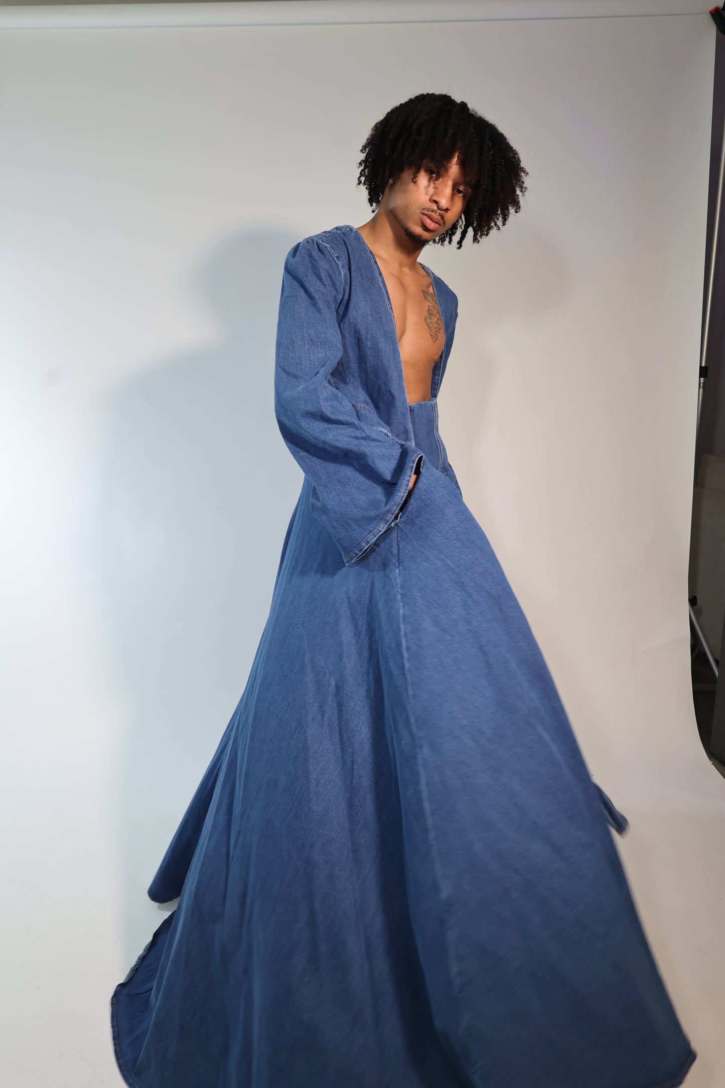 Sapphire Stride Denim Robe