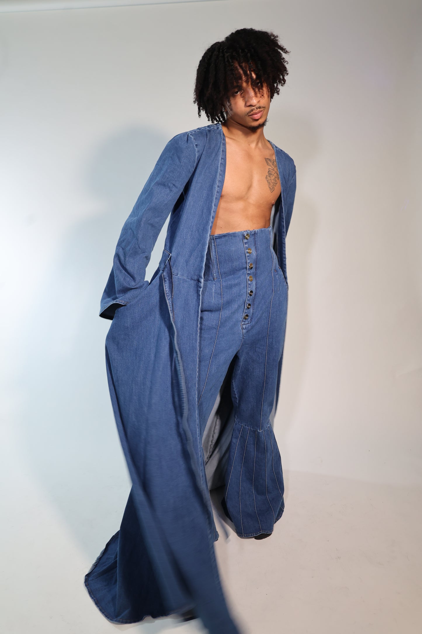 Sapphire Stride Denim Robe