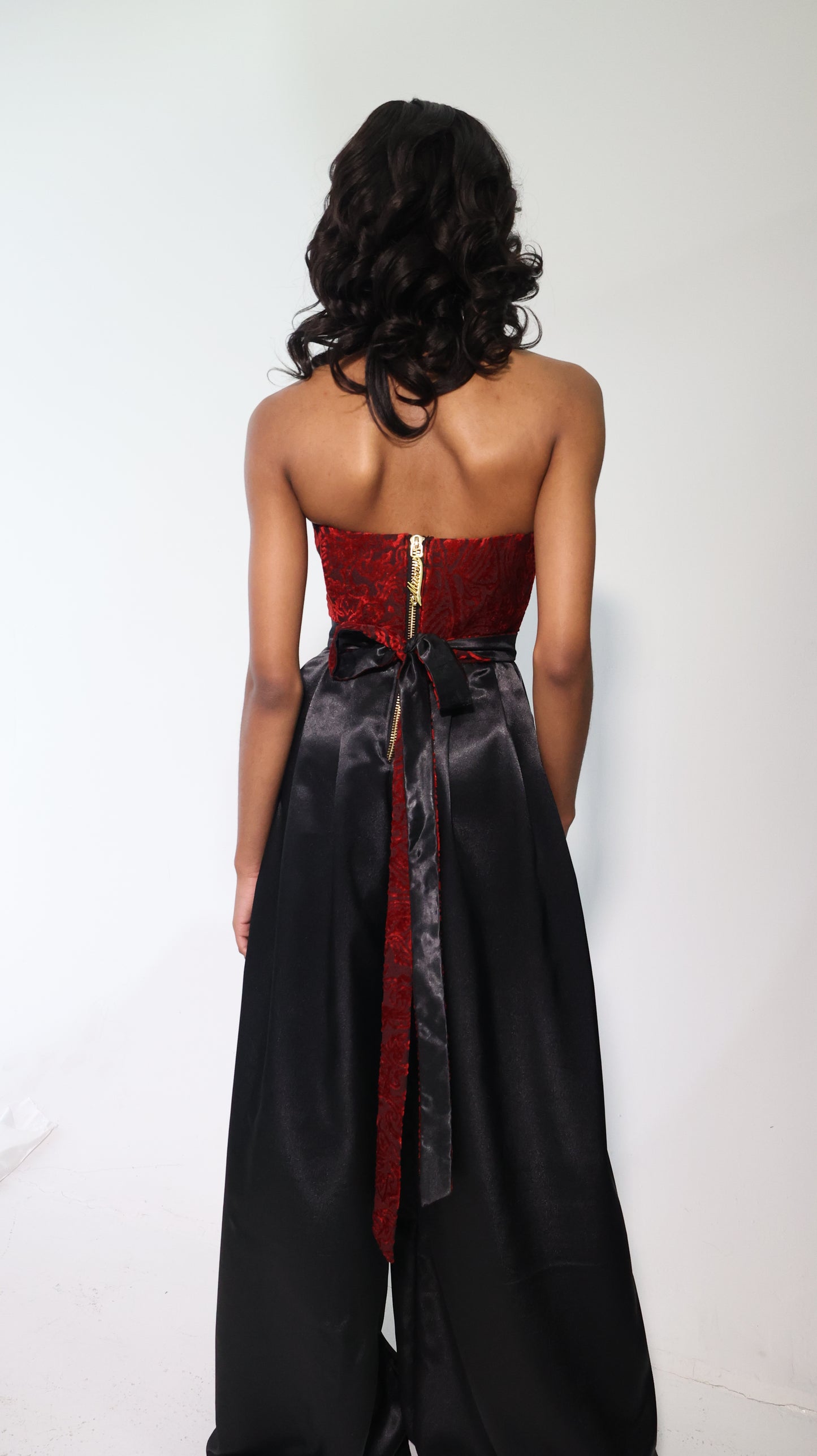 Corset Jumpsuit with black wide legged pant