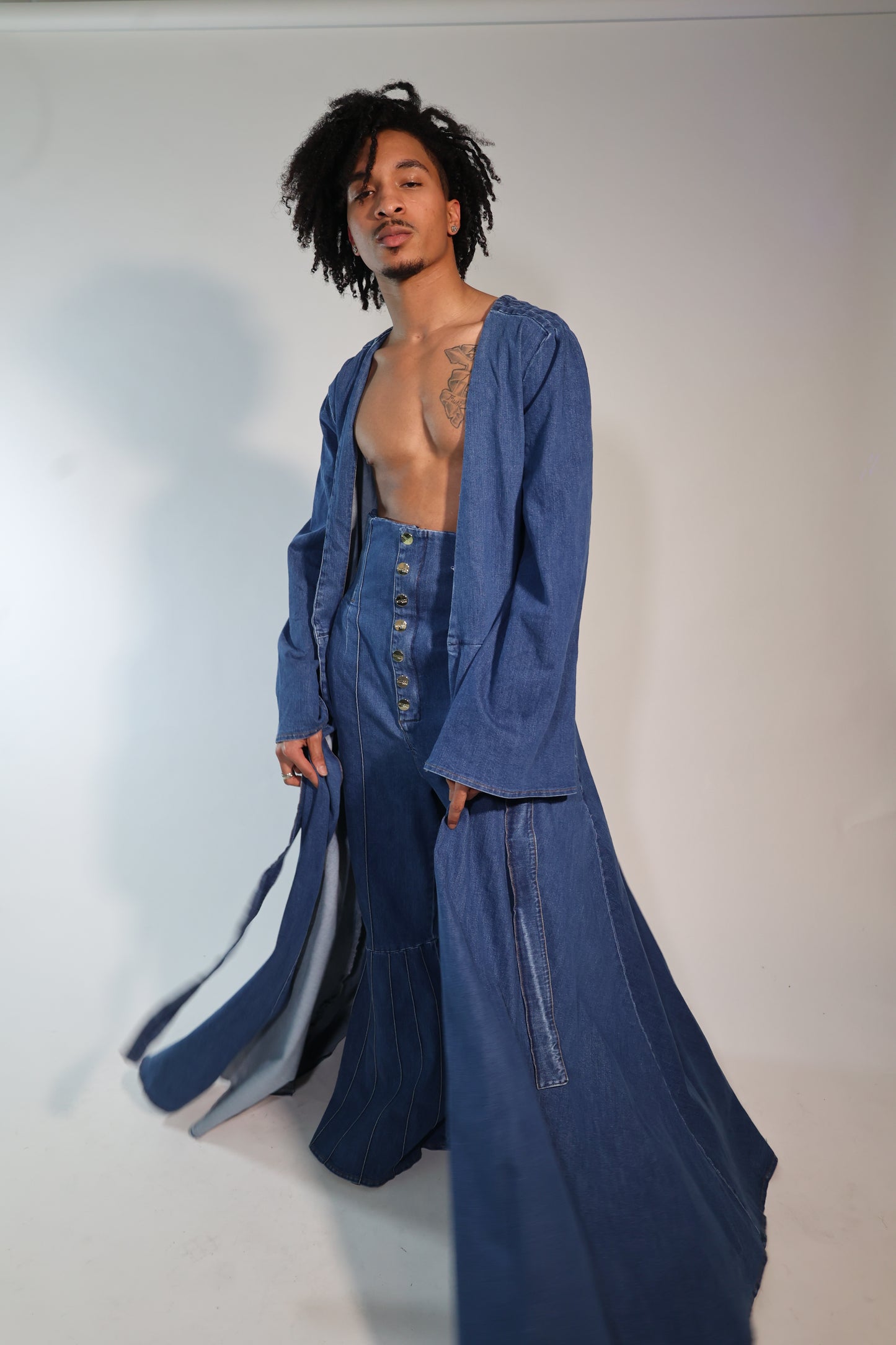 Sapphire Stride Denim Robe